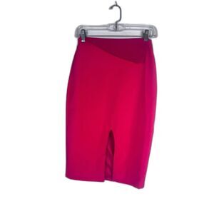 Tiger Mist Hot Pink Pencil Skirt w/ Front Triangle Flap and Front Slit Sz Small